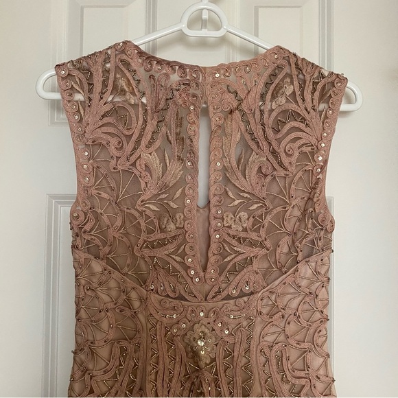 Sue Wong Nocturne Blush Pink Beaded Lace Dress Size 2 - Picture 10 of 12